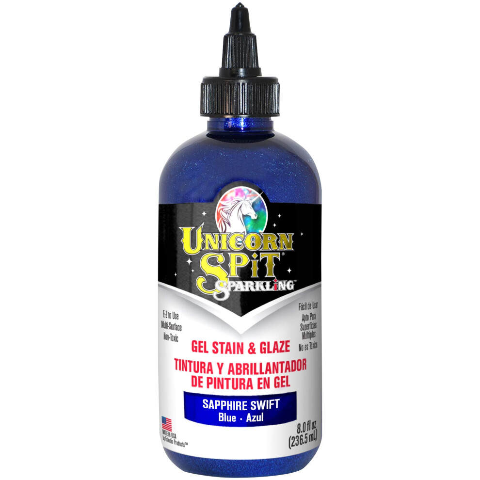 Unicorn Spit Sparkling Wood Stain & Glaze 8Oz-Sapphire Swift 076818006275