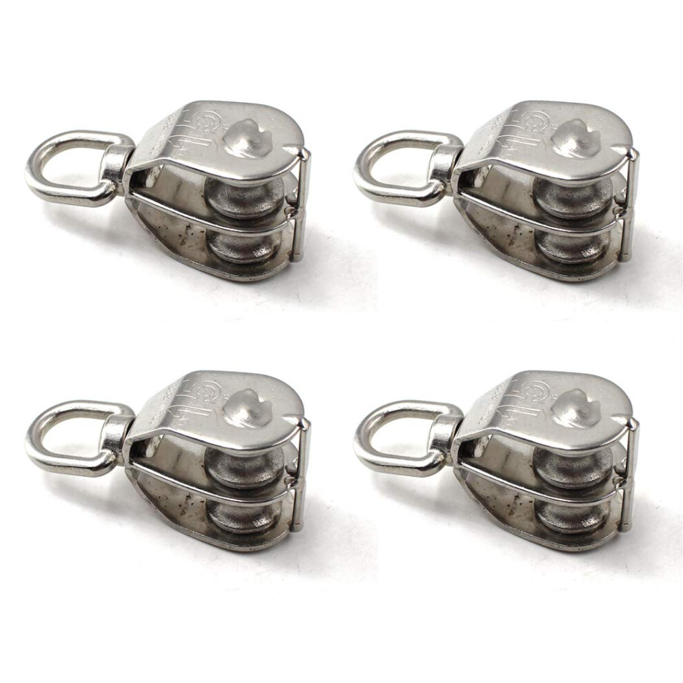 M15 Wire Rope Double Pulley Block 304 Stainless Steel Roller Pulley Bearing Roller Pack Of 4 Loading:35kg 649383375819
