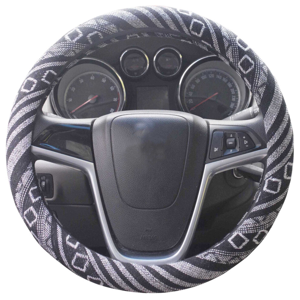 Istn Medium Ethnic Style Coarse Flax Cloth Automotive Steering Wheel Cover Anti Slip And Sweat Absorption Auto Car Wrap Cover (14.5''-15'' G) 705548179163