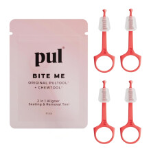 PUL-pakke med 4 Genanvendelige 2-i-1 Aligner-s?der Chewie & Fjernelsesv?rkt?j - Kompatibel med Invisalign aftagelige seler Holderbakker - Brugerv