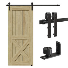 CCJH 6.6FT/200CM Sliding Barn Door Hardware Kit for Single Door Carbon Steel Black