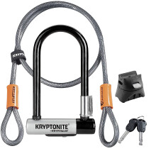Kryptonite Kryptolok Mini-7 Bike U-Lock with Cable Heavy Duty Anti-Theft Bicycle U Lock 12.7mm Shackle and 10mm x4ft Length Security Cable with Mou