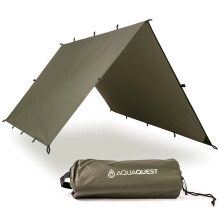 AquaQuest Defender Tarp - Telo impermeabile resistente (20.000 mm) con cuciture nastrate per campeggio Bushcraft e sopravvivenza - 10?10 Olive Dr
