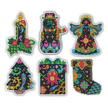 Design Works Crafts Kit di Ornamenti Natalizi a Punto Croce Contato, Multi