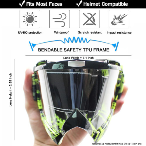 SPOSUNE Γυαλιά Μοτοσικλέτας UV400 για Motocross ATV Ανέμους Σκόνη για Ενήλικες 2