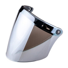 VCOROS Lente universal de proteccin de visera abatible de 3 botones para casco de motocicleta retro de cara abierta (cromo plateado)