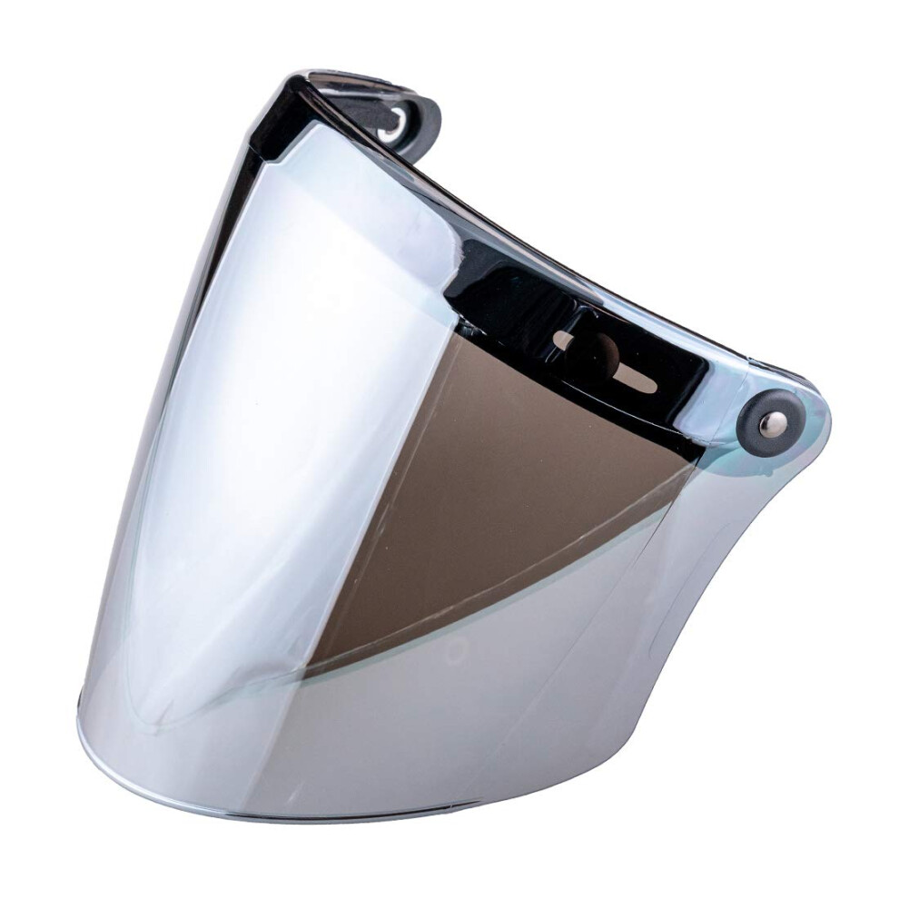 Vcoros Universal 3-Snap Flip Up Visor Shield Lens For Retro Open Face Motorcycle Helmet(Chrome ) Silver 709016784033