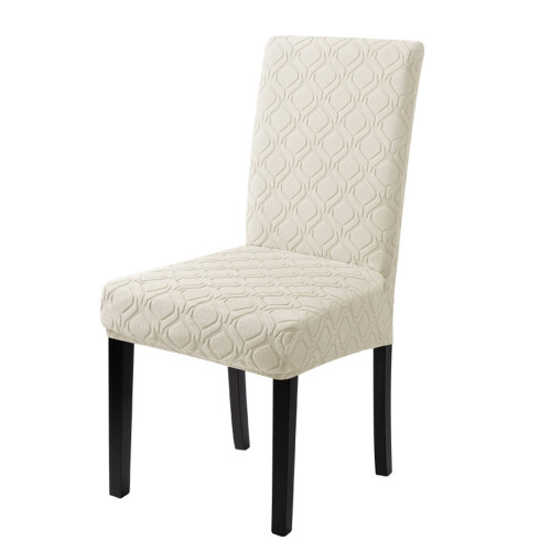 Wasbare elastieken eetkamerstoelhoes moderne stretch-Beige1