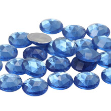13 mm flad ryg rund akryl rhinestones Plast ?delstene til smykker fremstilling Kostume juveler Cosplay udsmykning - 50 stykker (Blue Sapphire Lt