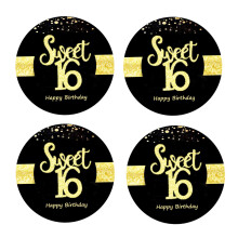 Sumerk 48 KS Cheers to 16 Stickers Samolepky na velk lhve Samolepky k 16. narozeninm Pecete na karty 2 PALCOV kulat Samolepky na oslavu Happy Bi
