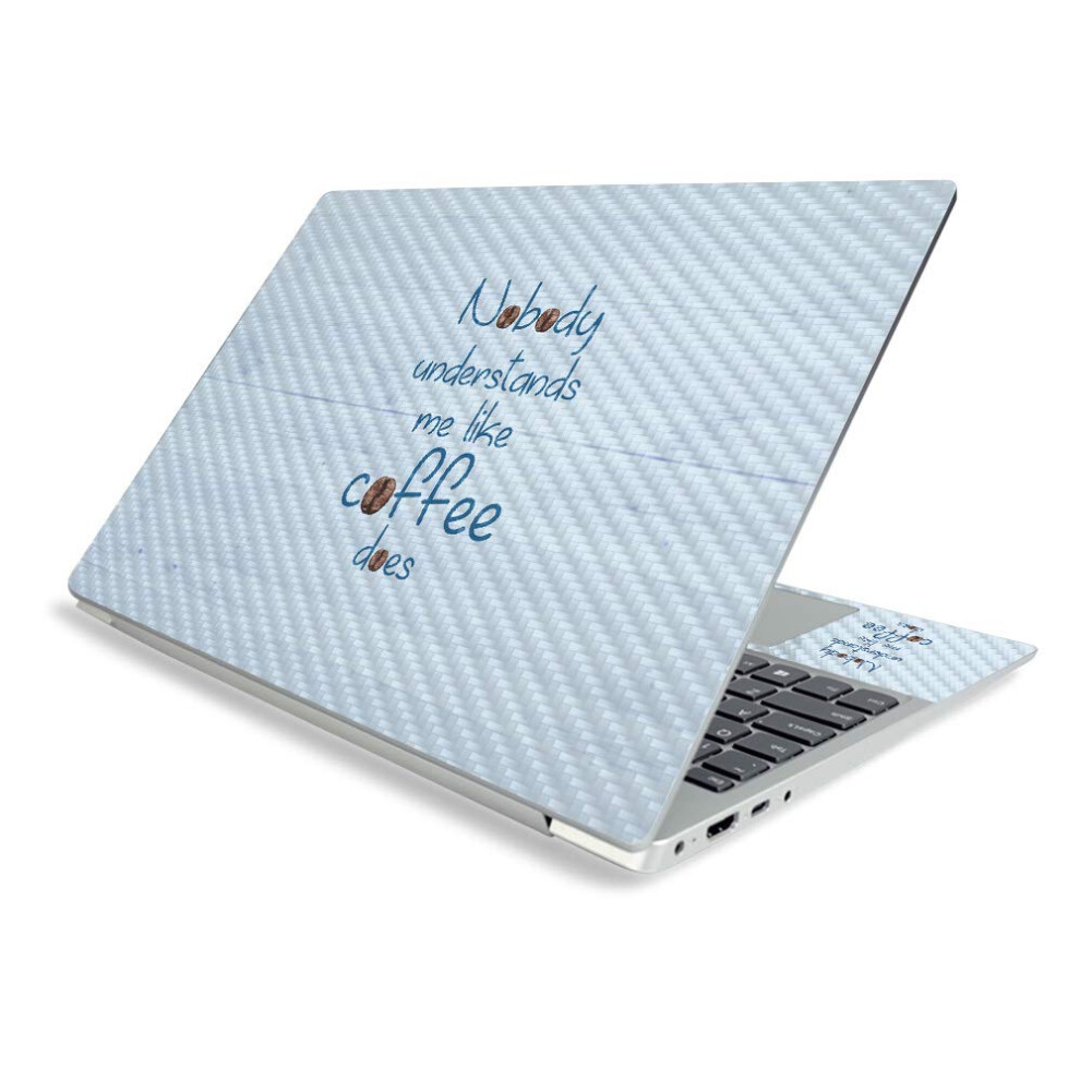 Mightyskins Carbon Fiber Skin For Lenovo Ideapad S340 15"""" (2019) - Coffee Understands Me | Protective Durable Textured Carbon Fiber Finish | Easy T 736684601164