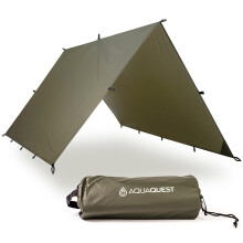 AquaQuest Guide Tarp - Telo antipioggia ultraleggero impermeabile (5.000 mm) con cuciture nastrate 40D Ripstop per zaino in spalla, campeggio inv
