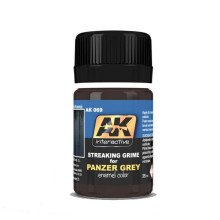 AK-Interactive AK 069 Streaking Grime til Panzer Grey Vehicles - 35 ML / 1,18 Fl.Oz Krukke - Modelbygningsmaling og -v?rkt?j # AK-069