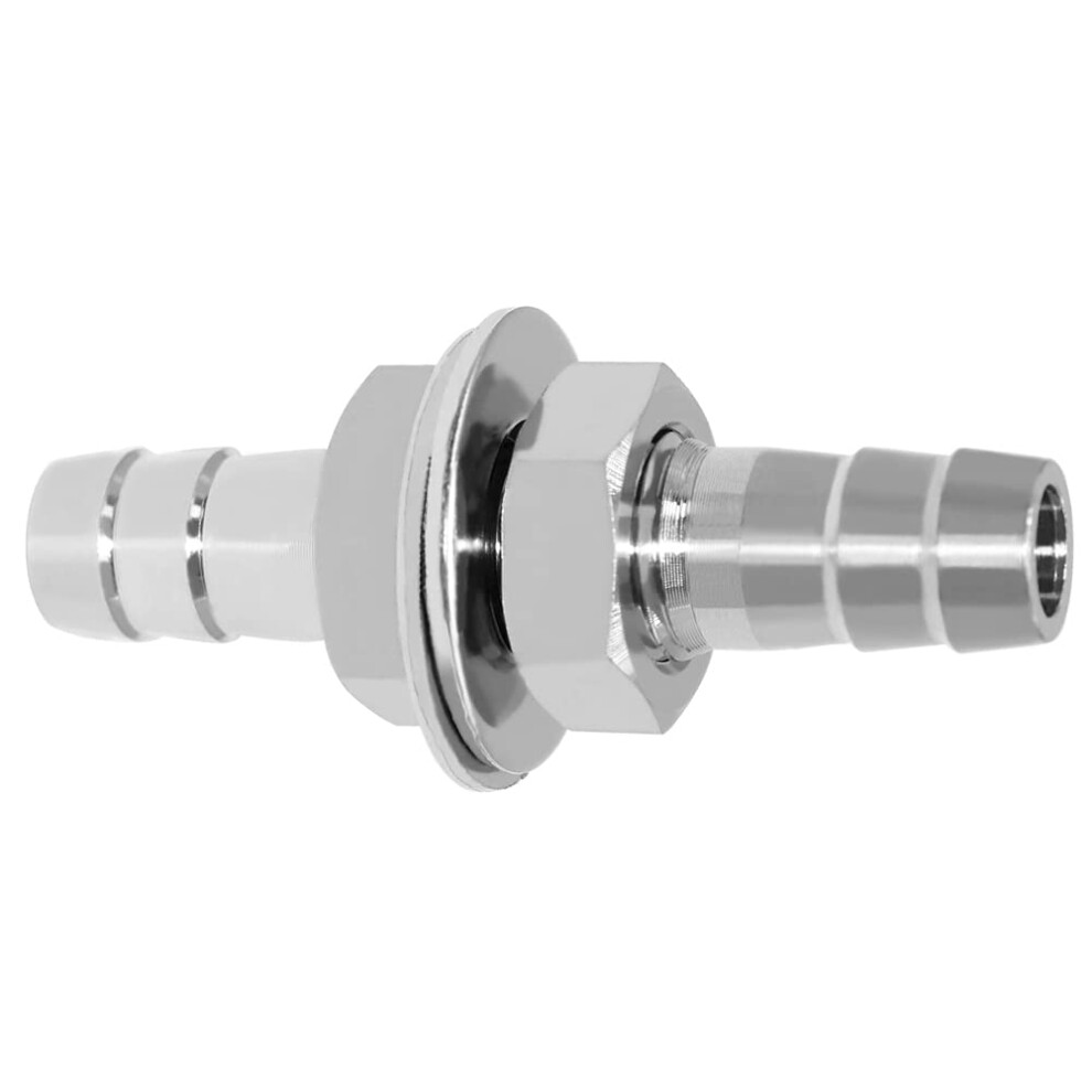 Beduan 1/4"""" Hose Barb Thru-Bulk Bulkhead Straight Hex Union Stainless Steel Fitting 796753613863