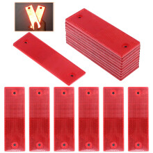 Rustark 20 stuks rode plastic rechthoekige zelfklevende autoreflectorsticker waterdichte reflecterende tape zelfklevende conspicuity veiligheidswaars