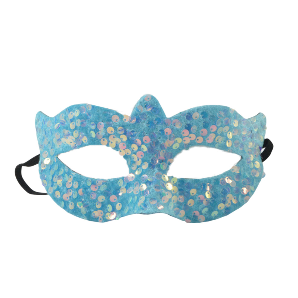 Masquerade Mask For Women Shiny Sequins Mask Evening-Sky Blue 7754000442218