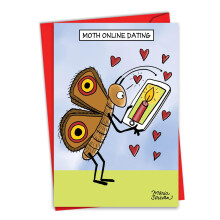 NobleWorks, Grappige Kaart voor Valentijnsdag - Dierenliefde, Schattige Valentijnskaart met Envelop - Mot Dating C6806VDG