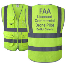 JKSafety 9 lommer klasse 2 lynl?s med h?j synlighed foran FAA Drone Pilot sikkerhedsvest med reflekterende strimler HQ ?ndbart mesh opfylder ANSI