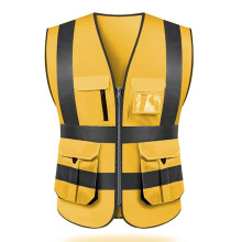 ZUJA Refleksvest med h?j synlighed med flere lommer Hi-vis vest arbejdst?j sikkerhedsvest med refleksstrimler til m?nd og kvinder