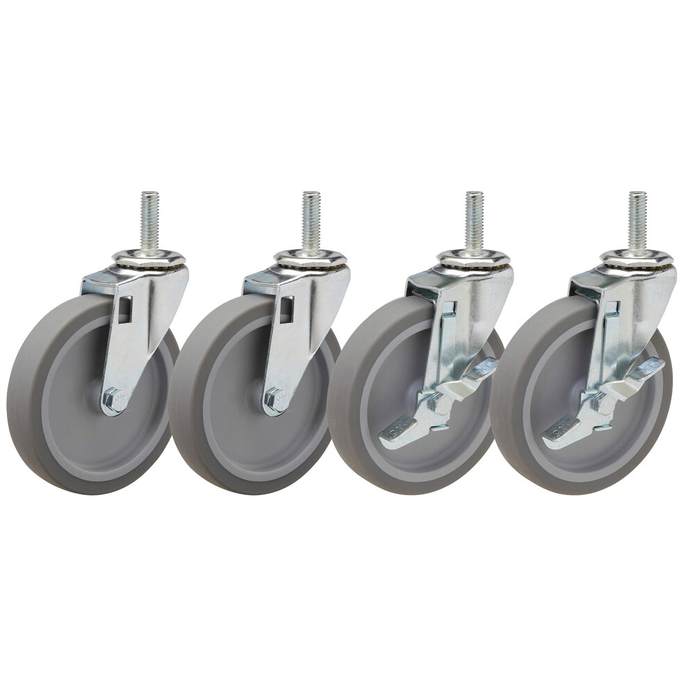 5"""" Caster Set Of Four | 1/2-13X1-1/2 Threaded Stem Mount With Brakes 659257111627