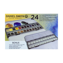 Daniel Smith Extra Fine Watercolor Half Pan Set  24 colors with bonus 24 empty half pans in a metal box 285650113