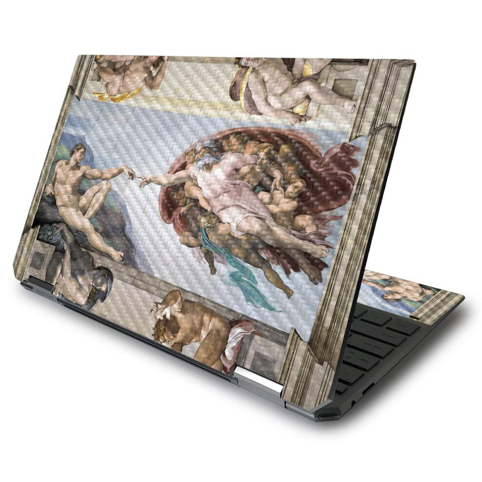 Mightyskins Carbon Fiber Skin For Hp Spectre X360 13.3"""" Gem-Cut (2020) - Creation Of Adam | Protective Durable Textured Carbon Fiber Finish | Easy 719281332075