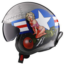Helmy LS2 Open Face Spitfire Helmet (Bombrider  mal)