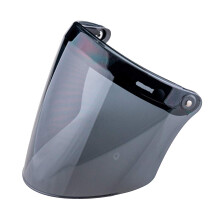 VCOROS Lente protectora de visera universal abatible de 3 botones para casco de motocicleta retro de cara abierta (negro oscuro)