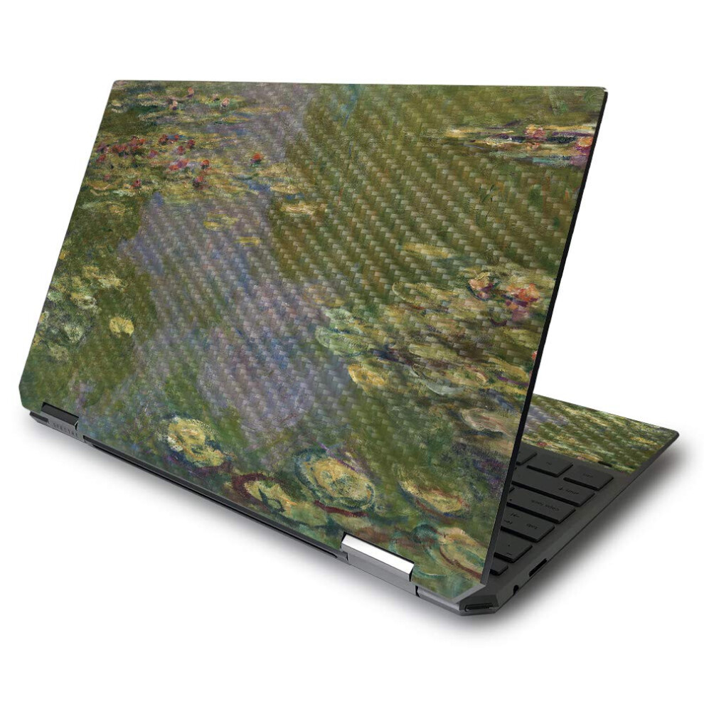Mightyskins Carbon Fiber Skin For Hp Spectre X360 13.3"""" Gem-Cut (2020) - Water Lilies | Protective Durable Textured Carbon Fiber Finish | Easy To A 719281332297