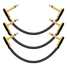 AZOR Guitar Patch-kabel 1/4 tum rt vinkel 4 tum 10 cm instrumentkablar fr gitarreffektpedal 3-pack (guld)