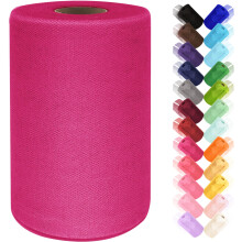 Pinkfarbener Tllstoff, Rolle 15,2 cm x 100 Yards (300 Fu), Tllband, Netzgewebe fr selbstgemachte Tutu-Rcke, Geschenkverpackungen, Hochzeit,