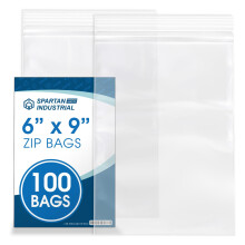 Spartan Industrial - 6 X 9 (100 Count) Quart Doorzichtige hersluitbare plastic polyzakken met ritssluiting en hersluitbare ritssluiting - 2 Mil