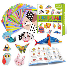 hapray Origami Kit for Kids, 144 Sheets Double-Sided Origami with 72 Patterns, 96 Pages Instructional Origami Book, Origami Paper for DIY Art and