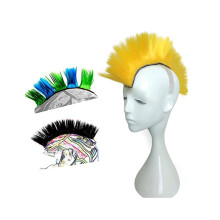 HHongJM Casco Hawks Mohawk Parrucche sintetiche per Bicicletta/Quasi Casco - Design riutilizzabile (Giallo Dorato)