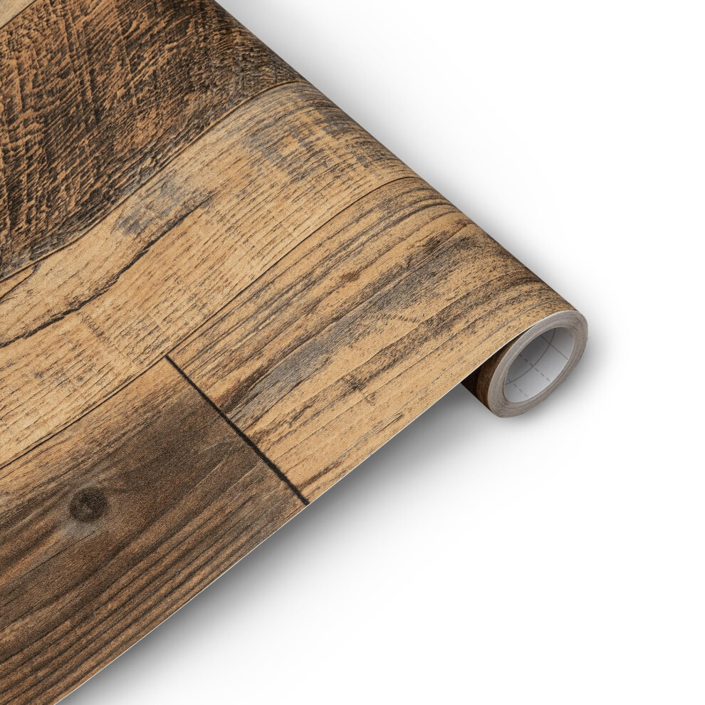 17.71''?236.2'' Wood Plank Wallpaper Self-Adhesive Shiplap Brown Peel And Stick Wall Paper Removable Home Decorative Faux/Distressed Wooded Grain Vin 795749240397