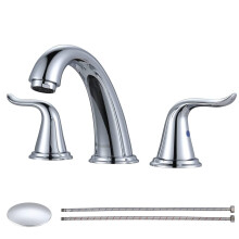 WOWOW Robinet de salle de bain 3 trous, robinets de lavabo de salle de bain chroms, robinet de bain 2 poignes, robinet de lavabo de 8 pouce