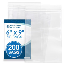 Spartan Industrial - 6 X 9 (200 stuks) Doorzichtige, hersluitbare plastic polyzakken met ritssluiting en hersluitbare ritssluiting met ritssluiting -