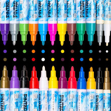 PINTAR | 24-PAKKET | Op olie gebaseerde verfmarkers | Olieverfpennen voor rotsschildering Glas Hout Plastic Canvas Papier Metaal Keramiek en stof | 2