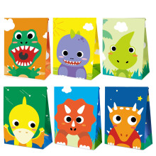 Mocoosy 24 stk. Dinosaur Party Favor Tasker Kids Goodie Bags til F?dselsdag Favor Supplies Dinosaur Candy Treat Poser Sm? papirgaveposer til Dino