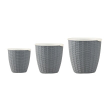 Keramik-Pflanzgefäß-Set für Ihre grüne Oase, Rattan-Design für einen natürlichen Touch, langlebige Materialien trotzen der Zeit (3-teilig)