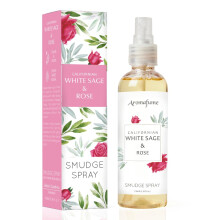 White Sage & Rose Smudge Spray fra Aromafume | 100 ml/3,3 oz | Sage Spray til rensning af negativ energi og beskyttelse | Ikke-giftig | Rumspray