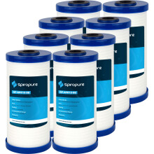 SpiroPure SP-AP810-BB 10x4,5 5 mikron rillet smeltebl?st polypropylen sediment vandfilterpatron AP810 (etui af 8)