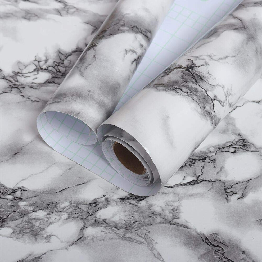 Veelike Modern Black And White Marble Contact Paper For Countertops Waterproof Glossy Marble Wallpaper Peel And Stick Countertops 15.7''X118'' Self A 016071486964