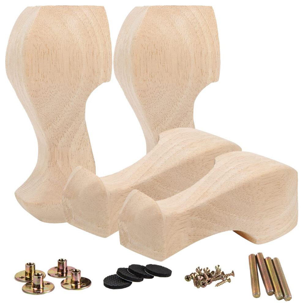 La Vane 10 Inch / 25Cm Wooden Furniture Legs Set Of 4 European Style Solid Wood Carving Furniture Replacement Feet Decoration For Sofa Cabinet Wardr 8789259465236