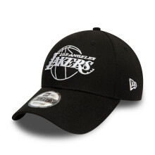 New Era LA Lakers Essentials Outline 9FORTY Adjustable Baseball Cap Hat - Black