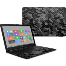 MightySkins Skin in Fibra di Carbonio per HP 15T Laptop 15.6" (2017) - Camo Nero | Protettivo e Durevole