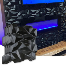 Panel ścienny Art3d PVC 3D Diamond Postrzępiony, matowy czarny do wystroju wnętrz mieszkalnych i komercyjnych