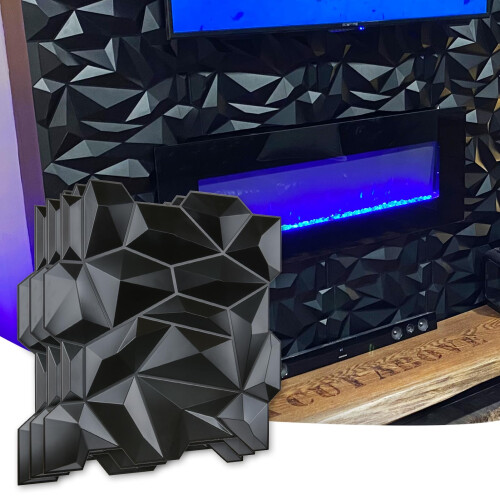 Art3d PVC 3D Diamond Wall Panel Jagged Matching-Matt Black for ...