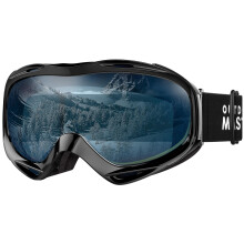 OutdoorMaster OTG Lunettes de ski Surlunettes de ski/snowboard pour hommes, femmes et jeunes Protection UV 100 % (monture noire + lentille VL