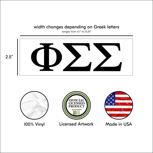 Pro-Graphx Phi Sigma Sigma gr?sk Sorority Sticker Decal 2,5 tommer h?j sort 1